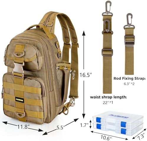 PLUSINNO Fishing Backpack Tackle Bag, Water-Resistant Backpack with Rod Holder, Ideal Gifts for Men - Image 2