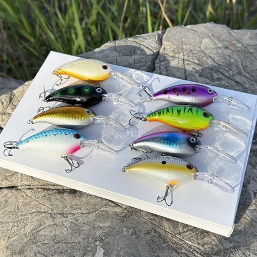 Crankbait Lures Kit, 8-Pack Lifelike Hard Swimbaits with Diving Lip for Bass Fishing, Assorted Colors, Freshwater Saltwater Fishing Gear for Bass, Trout, Pike - Image 7