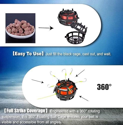 Reverse Bottom Bait Cage Fishing Hook, 360° Floating Bait Cage Fishing Hook, Spring Baits Cages Trap Fishing Hooks for Carp Tilapia Catfish, Fishing Lover Gifts - Image 4