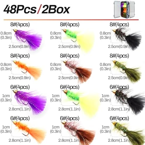Wooly Bugger Flies Streamer Fly Fishing Flys Assortment Kit with Fly Box for Trout Bass Panfish Salmon Steelhead - Image 2