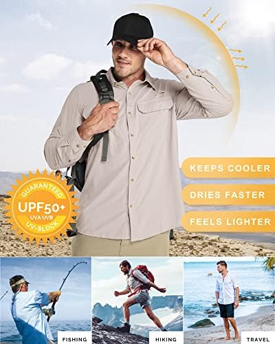 33,000ft Men's Long Sleeve Sun Protection Shirt UPF 50+ UV Quick Dry Cooling Fishing Shirts for Travel Safari Camping Hiking - Image 4