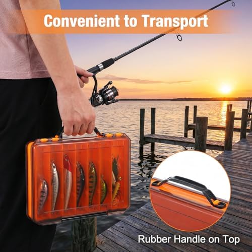 3 Pack Double Sided Fishing Lure Tackle Box, 14 Compartments Clear Plastic Storage Case Organizer, Visible Hard Bait Container for Lures and Jewelry Beads Earring Hook (3 Color) - Image 4