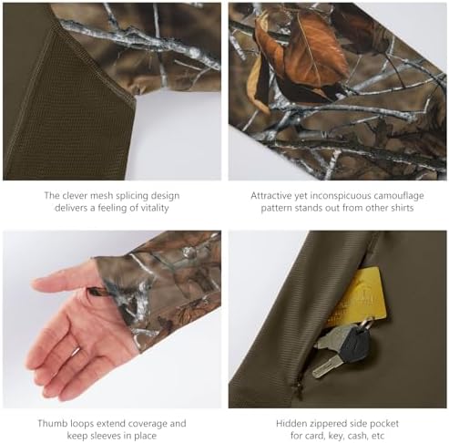 BASSDASH Men’s UPF 50 Performance Fishing Shirt Cooling Hoodie Camo Long Sleeve FS17M - Image 5
