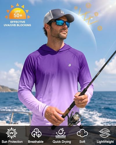 Roadbox Mens Fishing Sun Hoodie, Long Sleeve UPF 50+ UV Protection Shirts - Image 4