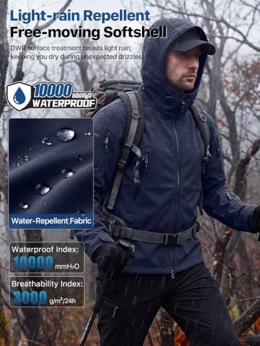 FREE SOLDIER Men's Hooded Waterproof Softshell Jacket - Image 3