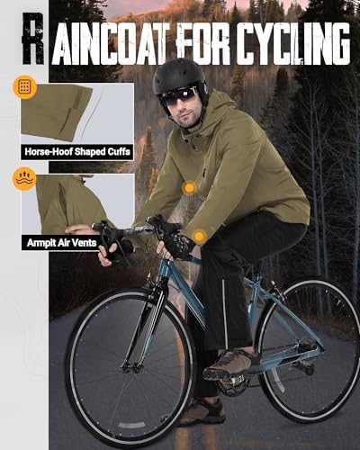 33,000ft Men's Packable Rain Jacket Waterproof Raincoat with Hood - Image 6