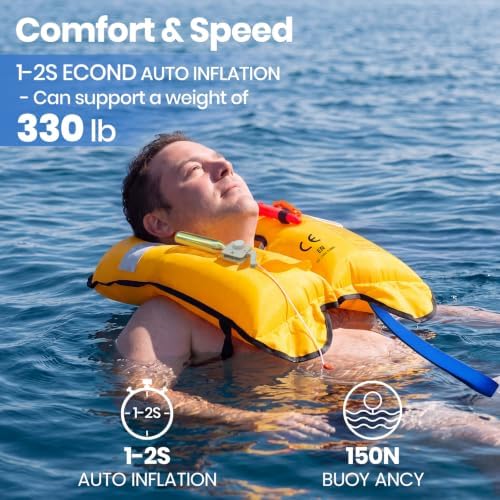 Manual Inflatable Life Jacket for Adults, Lightweight PFD Life Vests with Adjustable Design, Fitted Water Safety Vest for Kayaking Fishing Boating Sailing and Outdoor Water Sports, Supports Up 330 LBs - Image 3