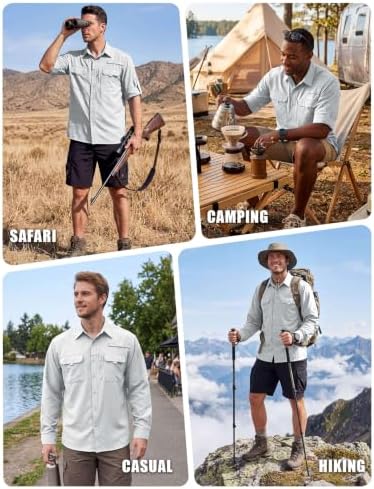 WULFUL Men's Sun Protection Fishing Shirts UPF 50+ Lightweight Quick Dry Cooling Long Sleeve Shirts for Work Hiking Safari - Image 2