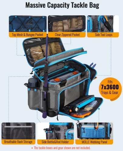 KEXMO Fishing Saltwater Tackle Box Bag, Waterproof Tackle Bag for Men - Image 4