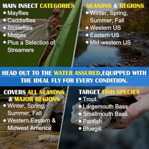 122 Pcs/ 40 Pcs Hand Tied Fly Fishing Flies Assortment with 2 Fly Boxes ID Learn Cards, Dry, Wet, Streamers, Wooly Bugger, Terrestrial Trout Bass Lure for Fishing Lover Gift - Image 5
