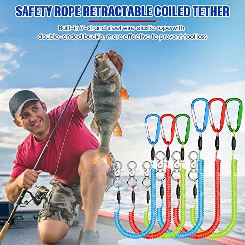 Woanger Coiled Lanyard for Tools Steel Wire Retractable,Red, Green, Blue - Image 7