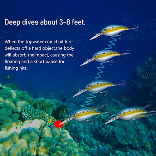 Crankbait Crank Bait Bass Fishing Lures, Square Bill Crank baits for Bass，Deep Diving Crankbaits，Fly Fishing Lures for Freshwater/Saltwater Trout Bass Snapper Walleye Crappie - Image 5