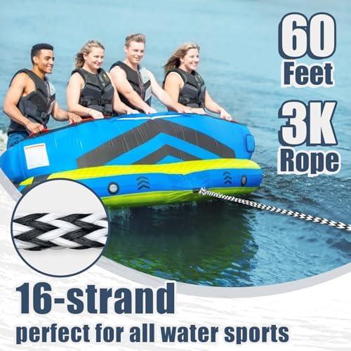 Boat Tow Rope 60ft 1-6 Riders, Floating Ropes for Towable Tubes - Image 2