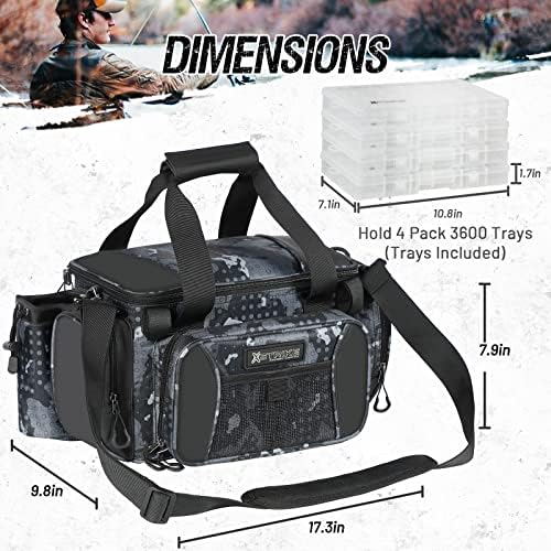 X Strike Fishing Bag - Waterproof Storage with 4 3600 Tackle Box, Saltwater & Freshwater Shoulder Bag for Camping, Hunting, Hiking, Travel - Image 5