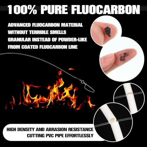 Threlaco 12 Pcs Fluorocarbon Fishing Leader Fishing Wire - Image 4