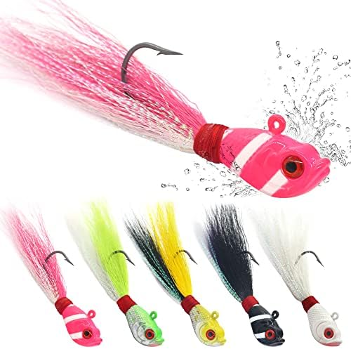 Bucktail-Jigs-Saltwater-Hair-Jigs-Head -Fishing-Lures-Assorted Kit by XFISHMAN