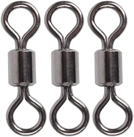 250pcs Fishing Swivel Rolling Barrel Swivel Stainless Steel Swivels Corrosion Resistance Black Nickle Connector for Freshwater Saltwater Fishing Tackle #2#4#6#8#10 by ENERHIKE