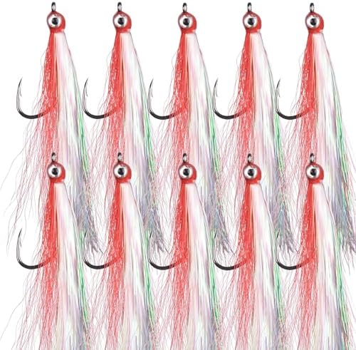 Clouser Minnow Fishing Flies, 10pcs Saltwater Fly Fishing Lures Hand Tied Clouser Minnow Fly Streamer Hooks for Bass Striper Flounder Saltwater Freshwater by FUSIGO