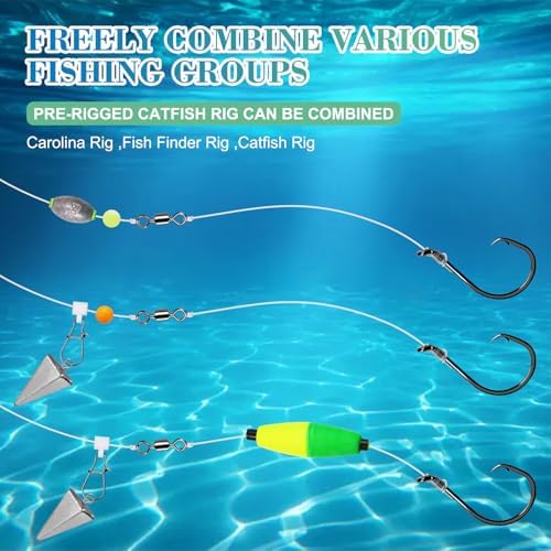 Pre-Rigged Catfish Rig 10PCS Circle/Octopus Hooks Rigs for Catfish Fishing rigs for Saltwater Freshwater 2/0 3/0 4/0 5/0 6/0 7/0 8/0 10/0 - Image 6