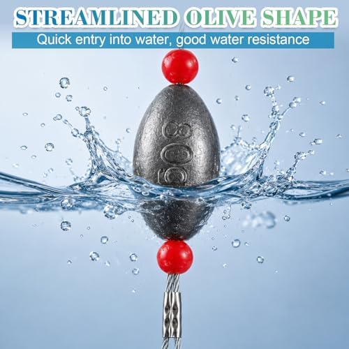Fishing Egg Sinker with Soft Plastic Core Weight Rigs 5pcs Flounder Rig Saltwater,176.37lb Fishing Wire Leader with Egg Sinker Swivels Snap, Grouper Bottom Fishing Rigs - Image 4