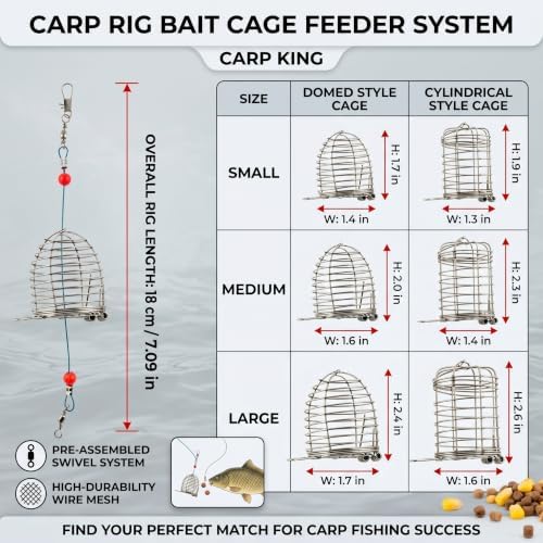 Drchoer Carp Fishing Bait Cage: 20-Piece Stainless Steel Carp Rig Feeder - Catfish Bait Holder Fishing Rig Attachment - Large Medium Small - Image 2