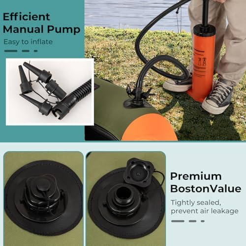GYMAX Fishing Float Tube, Inflatable Belly Boat with Fish Finder Holder, Rod Rack, Fish Ruler, Manual Pump & Detachable Storage Boxes, Portable Backpack Float Tubes for Adults - Image 6