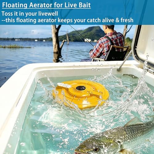 Rechargeable Floating Aerator Pump - IPX7 Waterproof Portable Bait Bucket Aerator, Live Bait Aerator for Fishing, 40H+ Battery for Power Outage, Fish Tank Bubbler for Live Minnows - Image 2