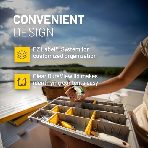 Plano EDGE 3700 Premium Tackle Utility Box, Gray and Yellow, Stackable Organizers, Waterproof, Rust-Resistant Bait and Tackle Storage, Standard (Pack of 4) - Image 2