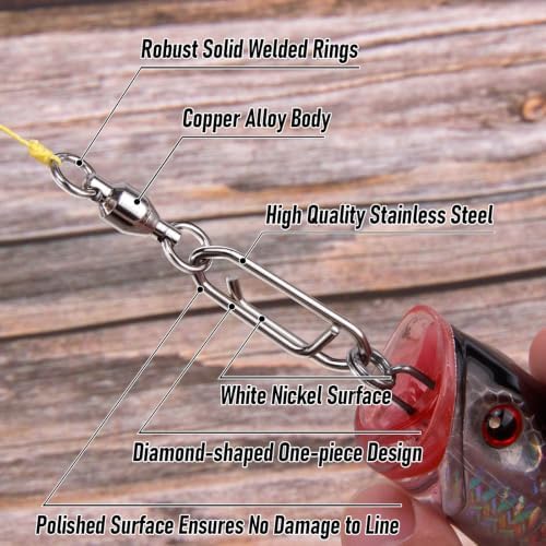 Alwonder 30-Pack Fishing Speed Clips Quick Change Snap Swivels, Ball Bearing Swivel Power Clips Fishing Snap Swivels Freshwater Saltwater Crankbait Popper Lures Quick Snaps Connectors Tackle - Image 3