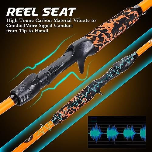 Sougayilang IM7 Graphite Fishing Rod – 2-Piece Casting & Spinning, Medium/Medium Heavy Power, Stainless Steel Guides with Zirconium Rings, EVA Handle & Hook Keeper for Bass, Trout, Walleye, Catfish - Image 3