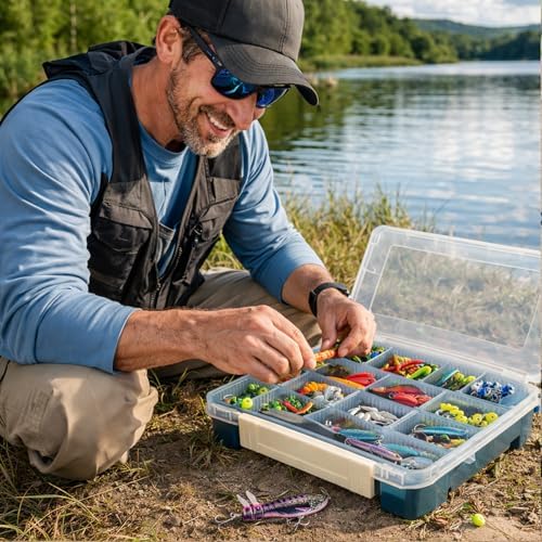 2 Pack Aventik Super Large 3700Fishing Tackle Box – Portable DIY Insert Dividers, Sturdy Transparent PP Case for Lure & Gear Storage (13.98” x 8.86” x 1.89”) - Image 5