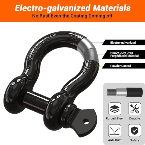 Ohuhu D Ring Shackles 3/4", Heavy Duty Steel Shackles 2 Pack - Image 2