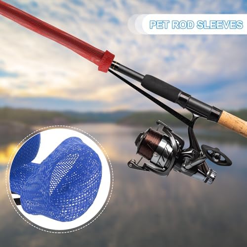 PATIKIL Rod Sock, Fishing Rod Sleeve Cover Braided Mesh Pole Protector Gloves Fishing Tools Pointed End for Spinning Fishing Rod Fly Rod Ice Rod Casting Rod - Image 5