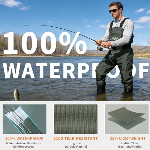 Fishing Waders for Men & Women, Waterproof 2-Ply Nylon/PVC Chest Wader with Boots for Outdoor Sizes 4-13 Bootfoot(Green, M10/W12) - Image 3