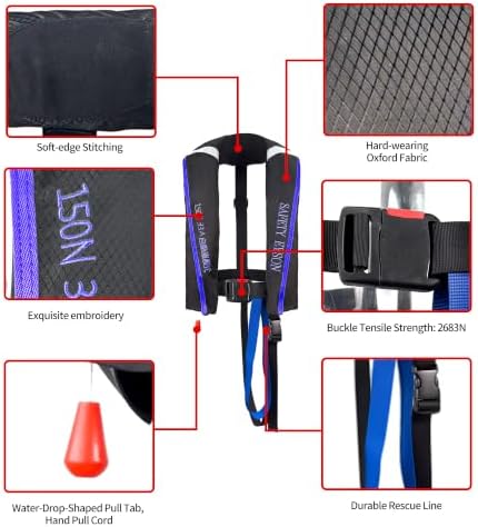 Automatic Inflatable Life Jacket,Preserver PFD for Adults,Life Vest for Adult,Supports Weight up to 330 pounds - Image 3