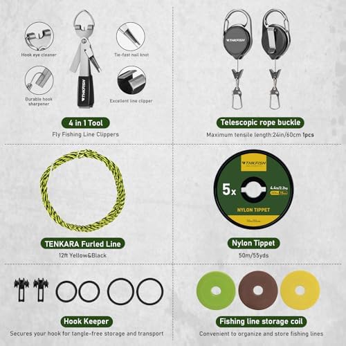 THKFISH Tenkara Fly Fishing Rod Kit 8.7ft/10.6ft/11.6ft 24T Carbon Fiber Telescopic Fly Fishing Combo Kit with Carrying Case Fishing Line and Flyfishing Lure for Streams, Trout, Bass, Salmon - Image 6