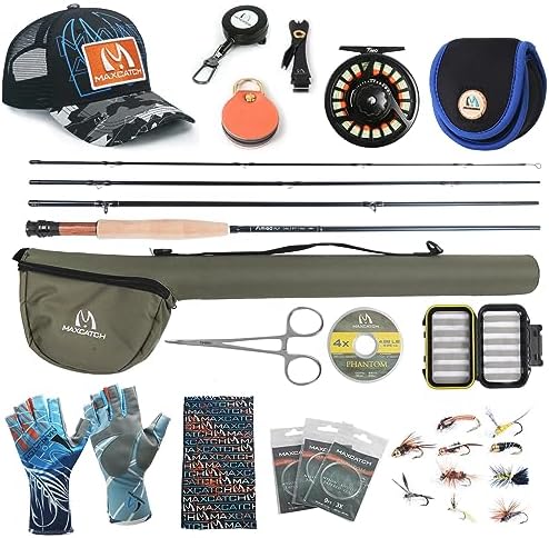 Maxcatch Amigo Fly Fishing Rod and Reel Combo 9FT 4-Piece 4/5/6/7/8 Weight Complete Fishing Outfit by Maxcatch
