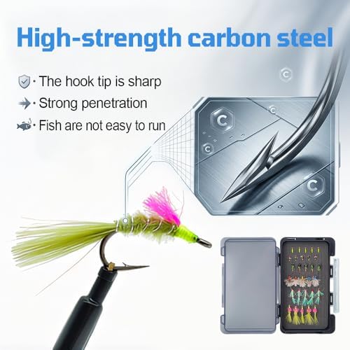 20Pcs Fly Fishing Flies, Assorted Dry Wet Nymphs Lures for Trout Bass - Image 3