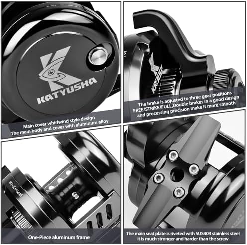 Jigging Reel Conventional Reels - Lever Drag Saltwater Heavy Duty Deep Ocean Big Game Offshore Round Aluminum Trolling Reel - Black Saltwater Jigging Fishing Reels - Image 4