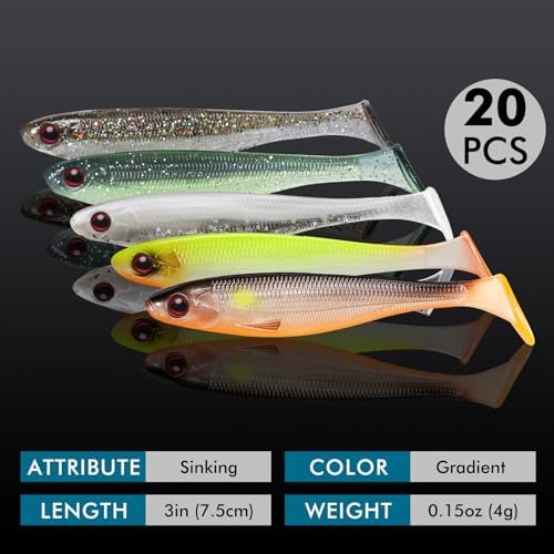 TRUSCEND Shadtale Easy Catch Soft Fishing Lures, Unique Vibration and Action for Various Rigs, Paddle Tail Swimbaits Trailer for Bass, Trout, Crappie, Walleye, Redfish, Saltwater & Freshwater Fishing - Image 2