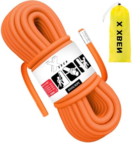 X XBEN Outdoor Climbing Rope 10M(32ft) 20M(64ft) 30M(96ft) 50M(160ft) 70M(230ft) 152M(500FT) 352M(1000FT) Static Rock Climbing Rope for Escape Rope Ice Climbing Equipment Fire Rescue Parachute by XXBEN