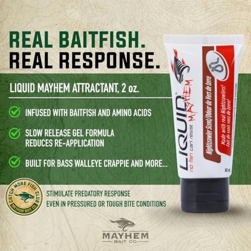 Liquid Mayhem Nightcrawler Fish Attractant Gel 60 ml / 2 oz · 60 Uses – Real Anchovy Bait & Aminos | UV-Enhanced Long-Lasting Gel – All Lure Types - Image 4
