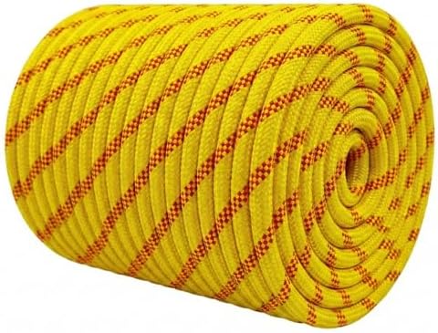 1/2 Inch Arborist Rigging Rope (300 Ft) - ASTM F2116 Certified (9,000 lbs MBS / 900 lbs SWL) - Static Polyester Bull Rope for Tree Climbing, Nautical Rigging & Swings (Yellow) by Glfcai