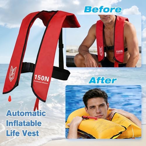 Inflatable Life-Jacket for Adults| Life-Vest with Automatic/Manual Multifunctional Inflation-PFD| Lightweight & Compact Supports up to 300lbs for Kayaking Fishing Boating - Image 6