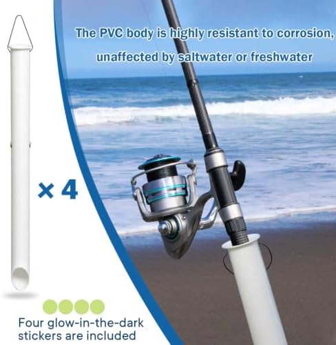 4 Pack 27in Tubular Sand Spikes for Surf Fishing PVC Surf Shore and Beach Fishing Rod Holder Sand Spike for Beaches, Rivers and Sandy Beaches - Image 3