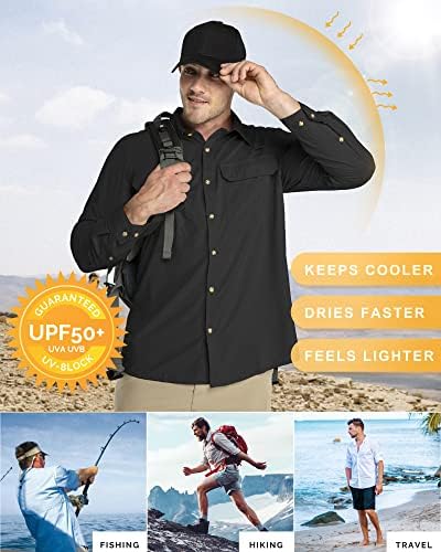 33,000ft Men's Long Sleeve Sun Protection Shirt UPF 50+ UV Quick Dry Cooling Fishing Shirts for Travel Safari Camping Hiking - Image 4