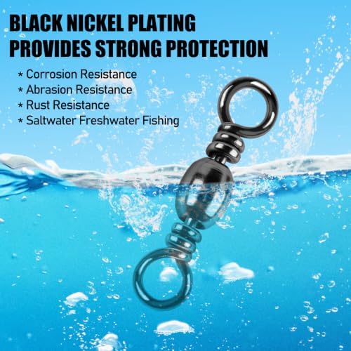 Alwonder 100-Pack Fishing Barrel Swivels, High Strength Stainless Solid Ring Brass Barrel Swivel with Black Nickel Coating, Rolling Fishing Swivels Tackle Line Connector Saltwater Freshwater - Image 5