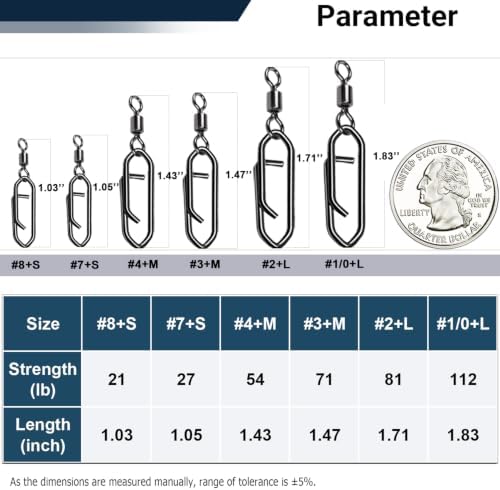 AMYSPORTS High Strength Saltwater Barrel Swivels Fishing Tackle Stainless Steel Line Connector Fishing Snaps Swivel Change Quick Fishing Clips Snap Black Nickel - Image 6