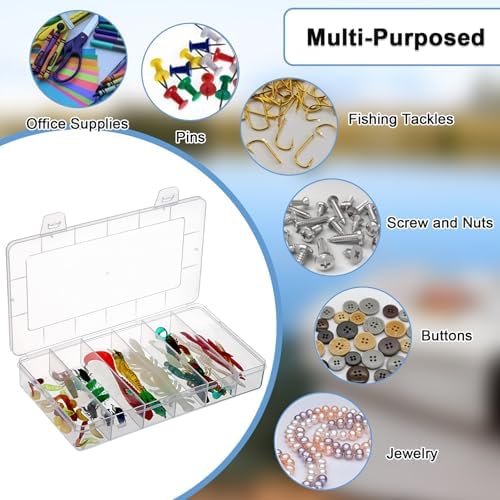 JUXYES Plastic Small Fishing Tackle Box Organizer with 6 Compartments - Image 4