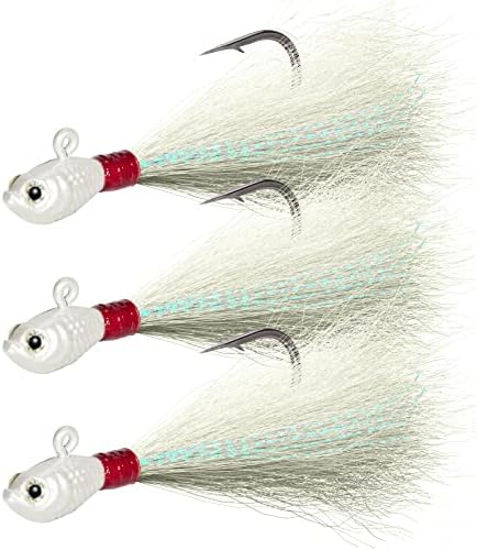 Dr.Fish 3 Pack Bucktail Jig Lure Hair Jig Saltwater Freshwater Lures Surf Fishing Bass Flounder Striper Bluefish Halibut Redfish by DrFish